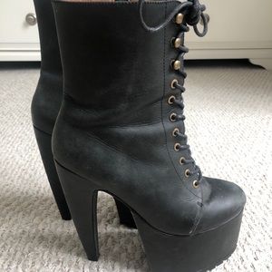 Faux leather platform heels